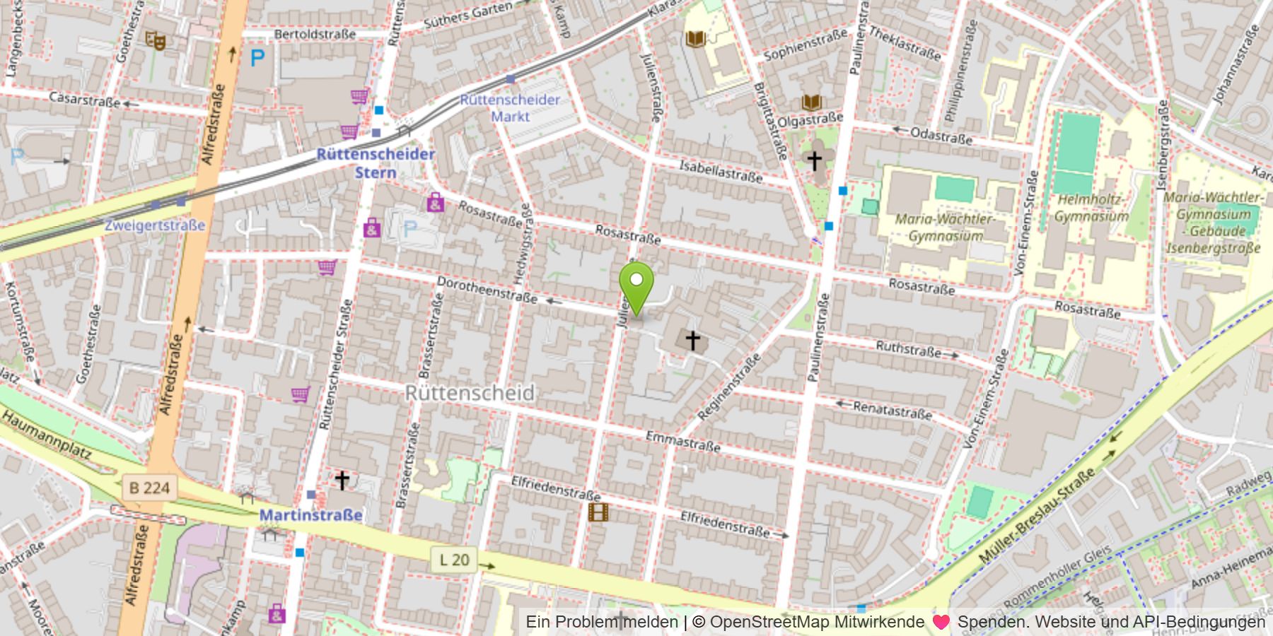 Kartenausschnitt: Heuschmid Kerzen, Reginenstraße 59, Essen-Rüttenscheid